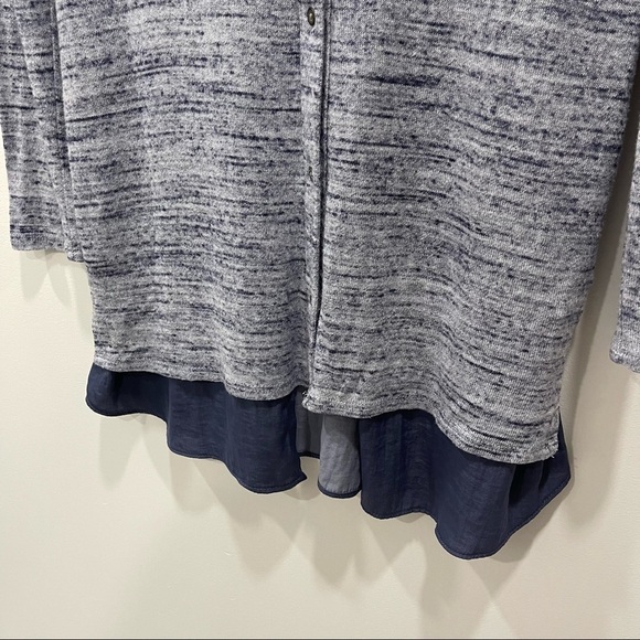 Anthropologie Dolan Nomi Cardigan Heathered Blue Button Front Chiffon Hem XS - Picture 6 of 8